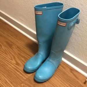Hunter boots full length sky blue